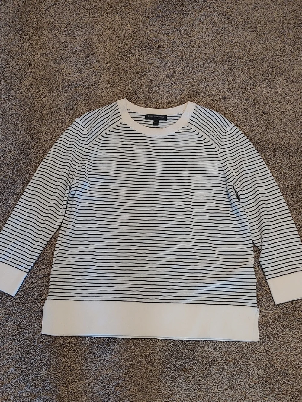 Banana Republic Striped Crewneck Pullover - Black & White - Picture 1 of 3